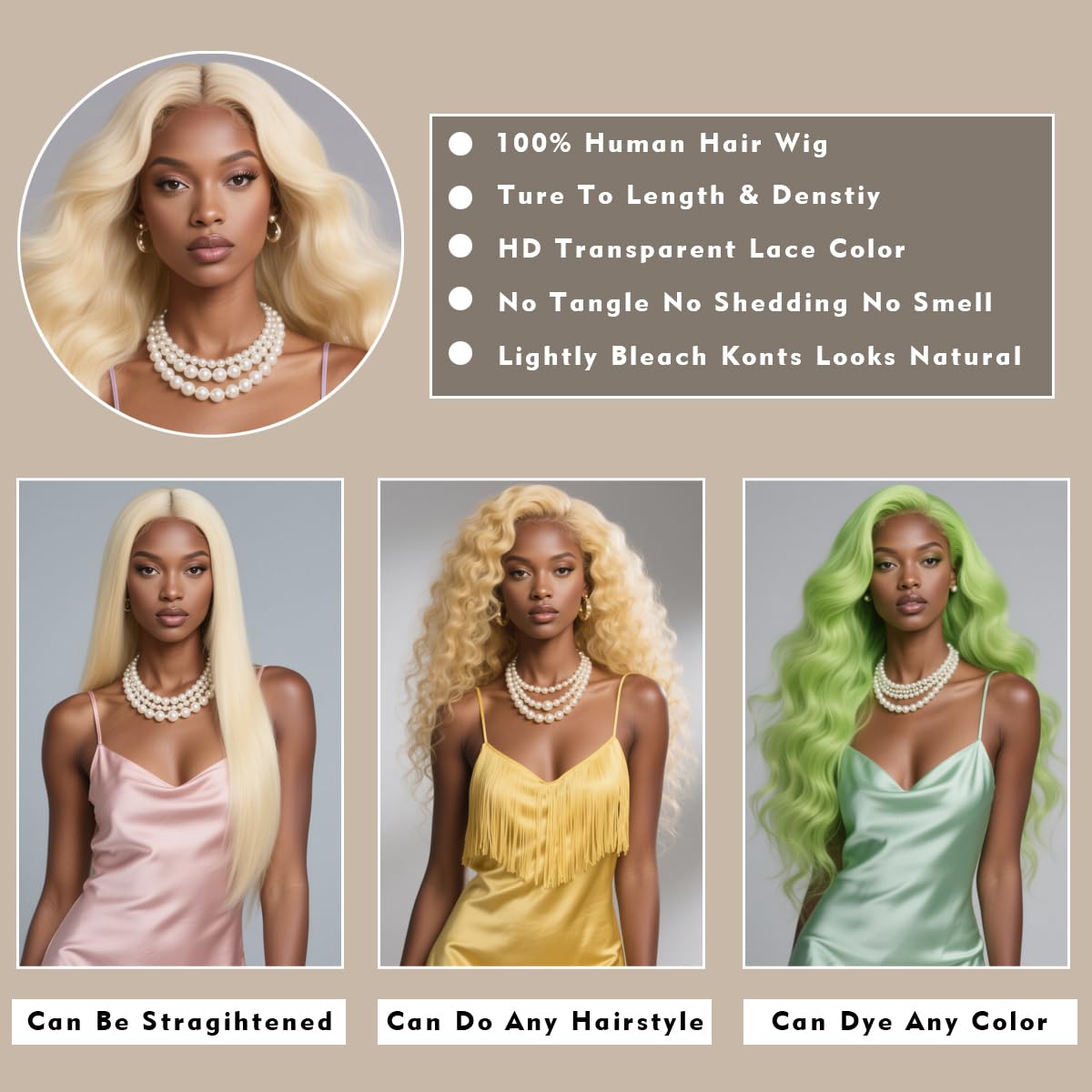 WAQI 44 Inch 613 13x6 Lace Front Wig Human Hair 200 Density Blonde Wig Human Hair Body Wave Lace Front Wigs Human Hair Pre Pluck