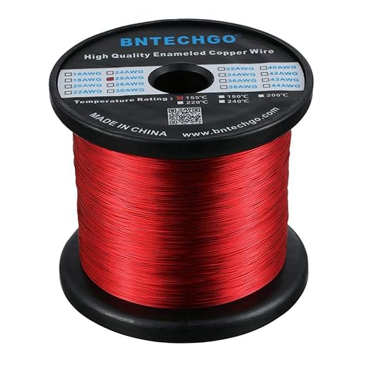 BNTECHGO 26 AWG Magnet Wire - Enameled Copper Wire - Enameled Magnet Winding Wire - 3.0 lb - 0.0157" Diameter 1 Spool Coil Red Temperature Rating 155℃ Widely Used for Transformers Inductors