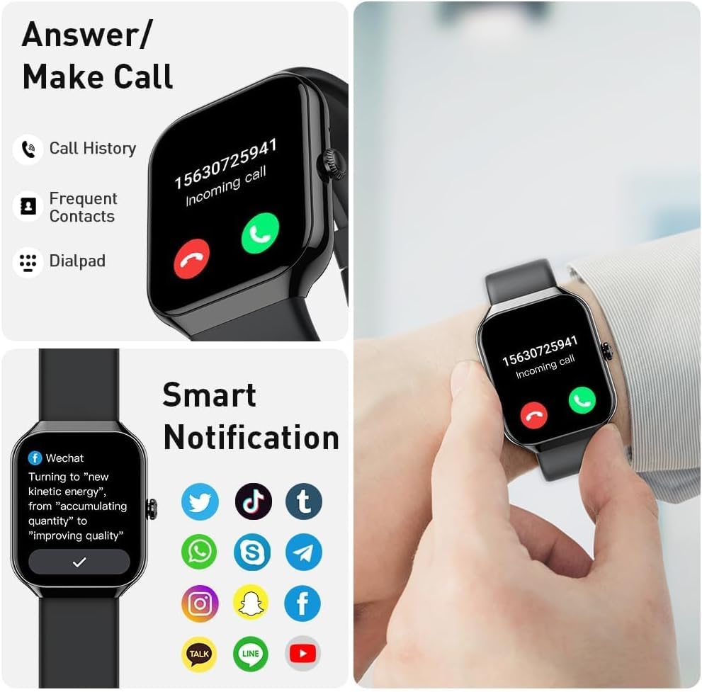 Smart Watch(Answer/Make Call), 1.96" HD Smartwatch for Men Women, 2025 Fitness Activity Tracker with Heart Rate/Sleep Moni...