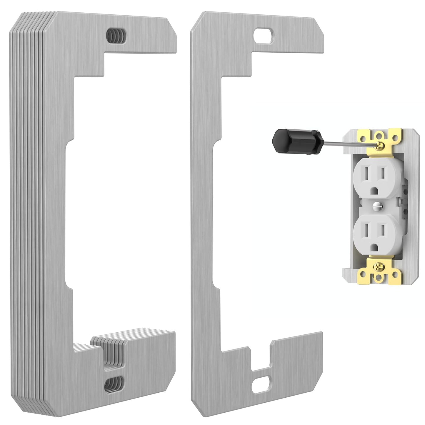 10 Pcs Wall Plate Spacer,Spacers for Electrical Outlets, Metal Flush Fit Device Leveling Plates for Electrical Outlet Repair, Fix Loose Outlets and Electrical Boxes