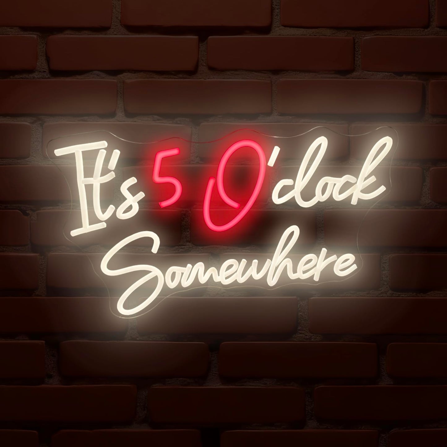 Its 5 OClock Somewhere Neon Bar Sign, Dimmable USB LED Neon Light for Home Bar Decor, Man Cave, Pub Party -Gift for Husband, F