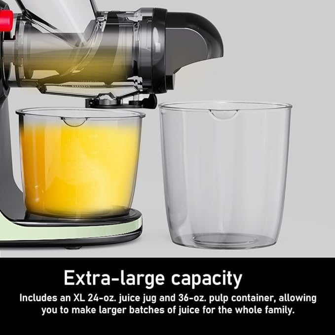 Slow Masticating Cold Press Juicer Machines for Fruit Vegetable, Juice Yield Maker Extractor, Quiet Motor Anti-Clog System (Green)