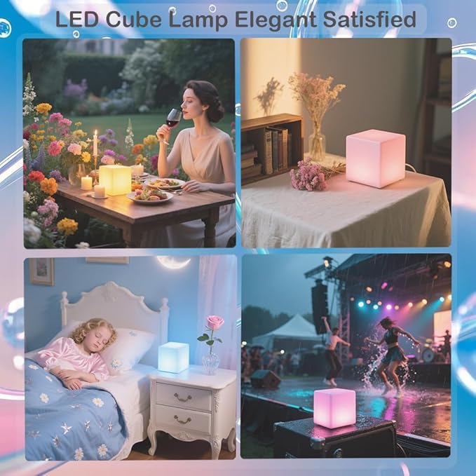 6-inch LED Cube Light, RGB 16 Colors Tesseract Cube w/Remote, Cordless Cosmic Cubes LED Mood Lamp, Waterproof Rechargeable Beside Night Light for Home Nursery Party Decor & Gift