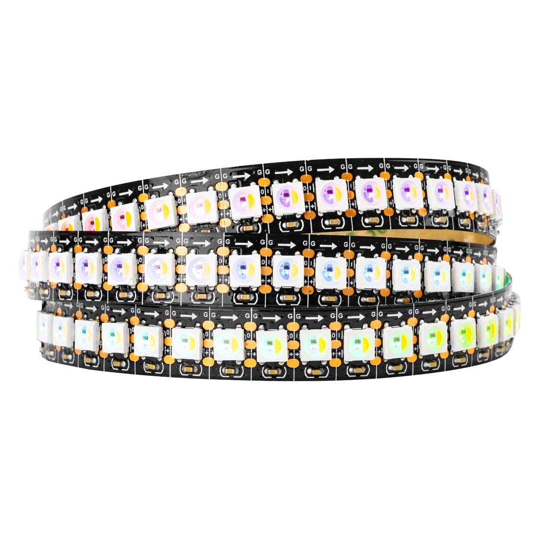 Btf-Lighting Rgbw Rgb+Natural White Sk6812 (Similar Ws2812B) Individually Addressable 3.3Ft 1M 144(2X72) Leds Flexible 4 Colors In 1 Led Dream Color Led Strip Ip30 Non-Waterproof Dc5V Black Pcb