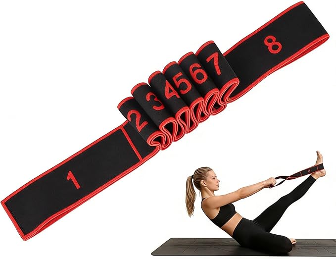 Elastic Exercise Bands with Handles, Adjustable Strength for Home Gym, Stretching, Yoga & Pilates, Non-Slip Puller Straps ...