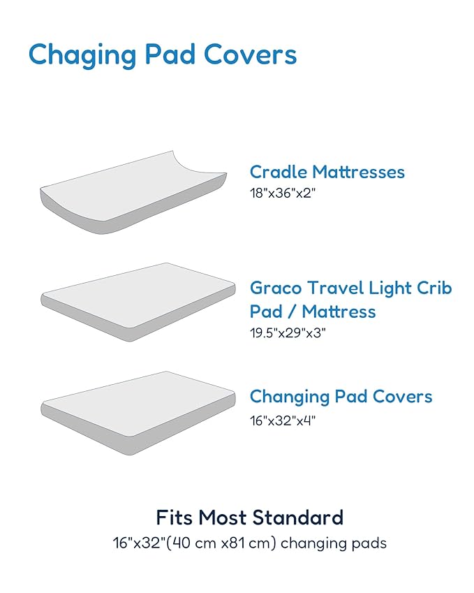 Extra Stretchy Changing Pad Cover, Ultra Soft Premium Jersey Knit Changing Pad Sheets, Unisex for Boys Girls, Fits All Standard Changing Tables/Dresser Tops - 2 Pack