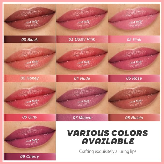 Kaely 2Pcs Honey Lipstick Tinted Lip Balm, Hydrating Shine Lipstick for Women Dry Lips, Moisturizing Nourishing Glossy Lip Gloss Stain Makeup, Sheer Lightweight, Vegan, 00+02 Pink
