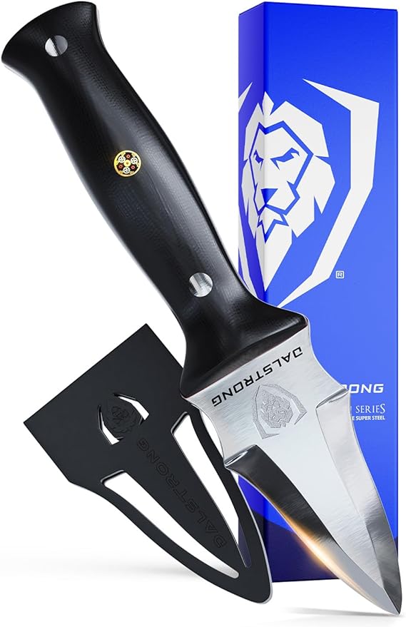 Dalstrong Professional Oyster Knife - 3.5 inch - Shogun Series Elite - Clam and Shellfish Shucking Knife - Japanese AUS-10V Super Steel - G10 Handle - Cooking Fish Kitchen Knife - Sheath Included