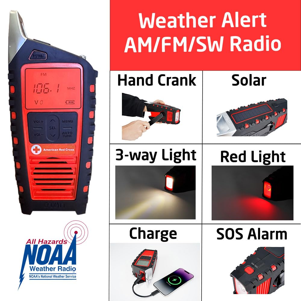 Eton Odyssey Adventure Hand Crank Noaa Weather Radio, All Band Emergency Radio, Am/Fm Shortwave Storm, Bluetooth, Phone Charger,