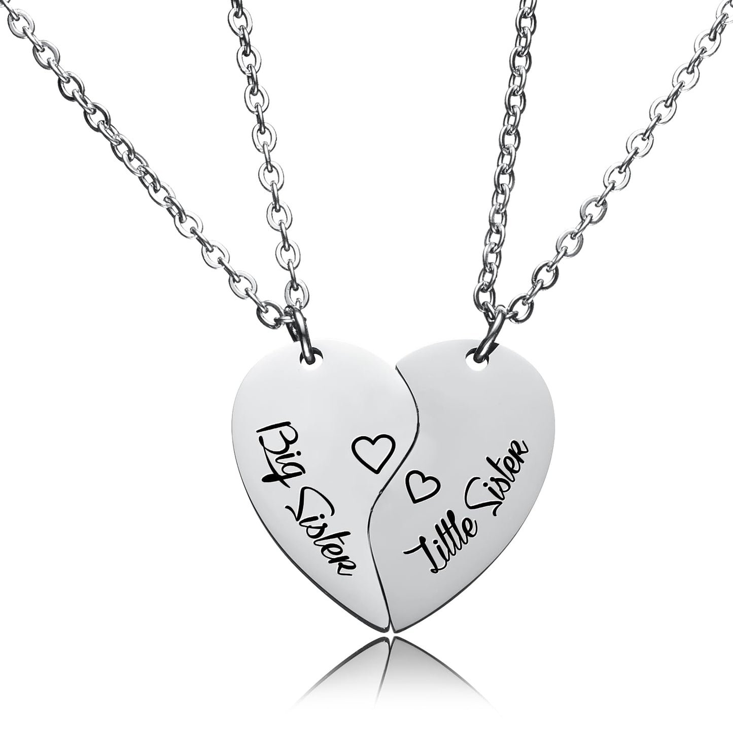 HOFOYA Sisters Necklace 2 Piece Best Friends Pendant for 2 Split Heart Matching Necklaces Set of 2 Jewelry Gifts for 2 Sisters.