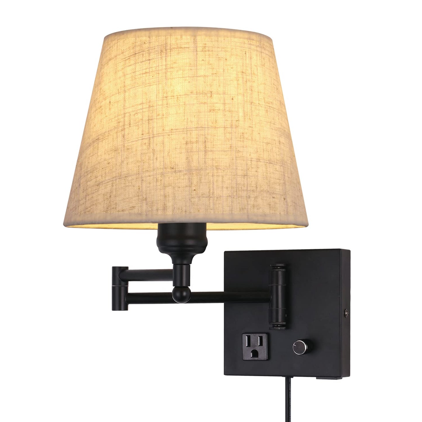 Affsure Bedside Wall Mount Light, Dimmable Switch, USB Port, Black, Metal, Model 619191209705