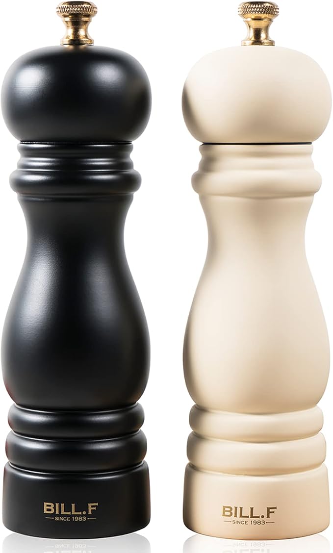 Salt and Pepper Grinder Pepper Mill Grinder Pepper Grinders Shakers Salt Mill Set of 2 with Adjustable Ceramic Rotor 7 Inch Black and White