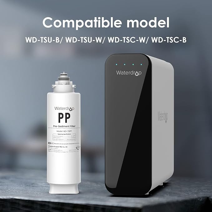Waterdrop TSPP Under Sink Sediment Water Filter, Replacement TSU-W 3-Stage Ultra-Filtration Under Sink Water Filter System, 1 Pack