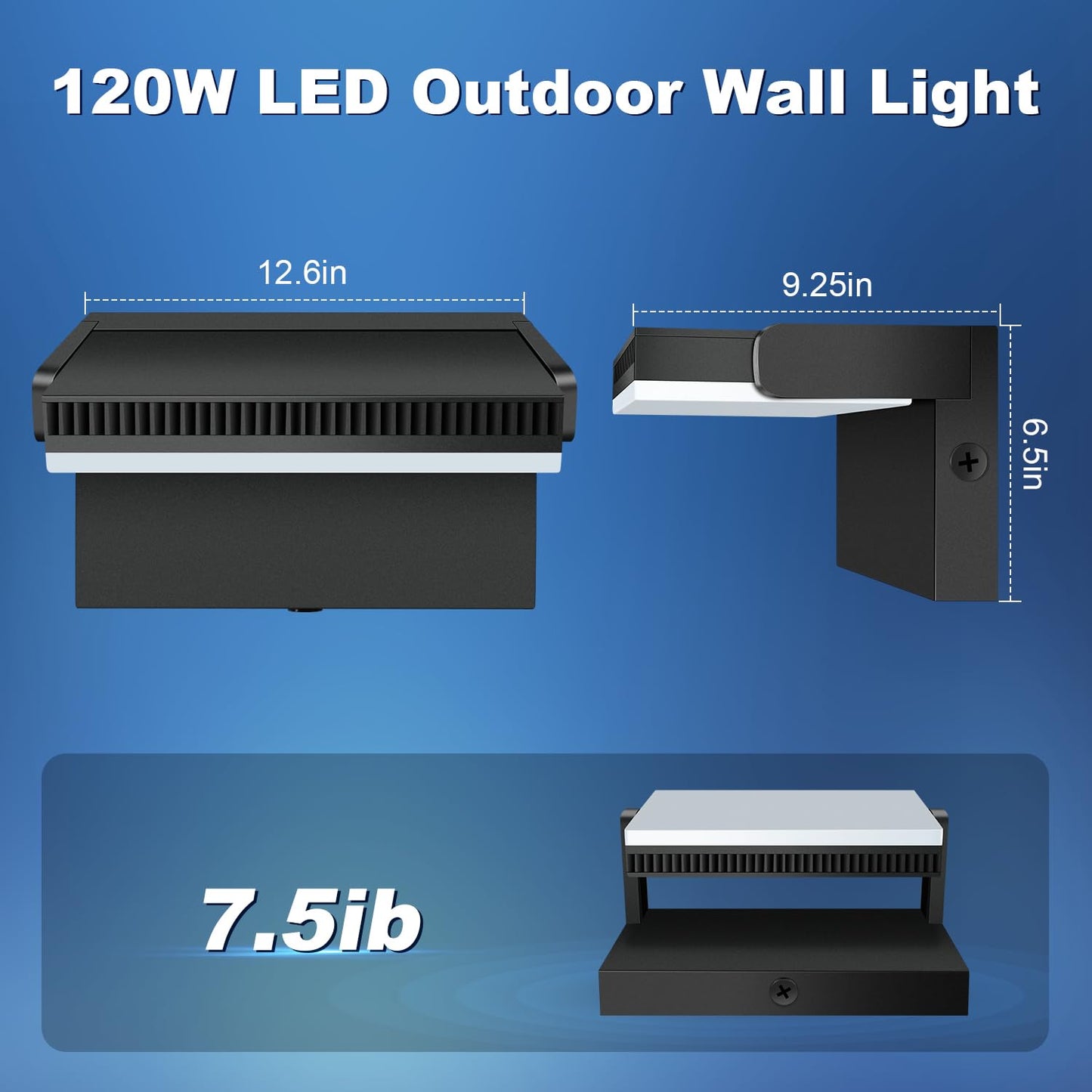 Juyace 120W Led Wall Pack Light Dusk To Dawn Outdoor Lighting Exterior Fixtures 360 Rotation 5000K For Garage Yard Barn Area 4 Pack
