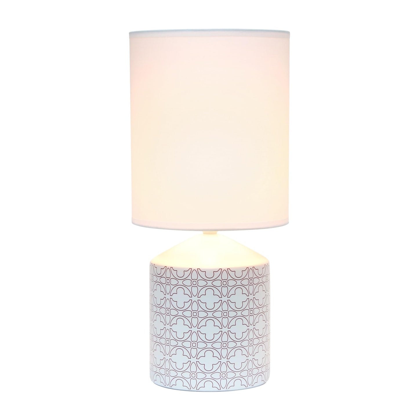 Simple Designs Table Lamp, Fleur De Lis Pattern, Ceramic, Tan, 8.5inL x 8.5inW x 18.5inH, Model LT2077-FLO