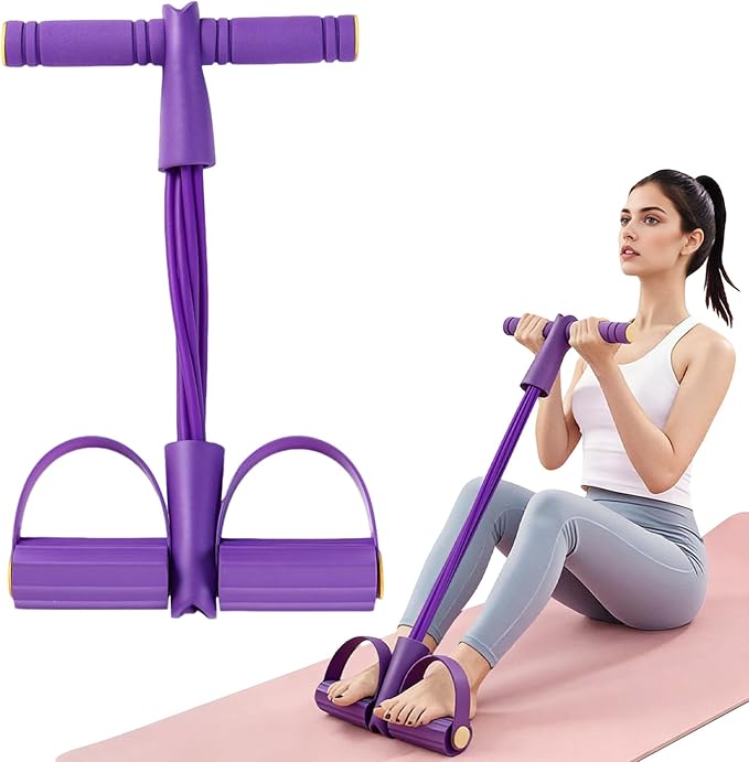 Multifunctional Pedal Resistance Band, 8-Tube Stretch Band with Handle, Fitness Shaping Yoga Exercise Equipment, Natural R...