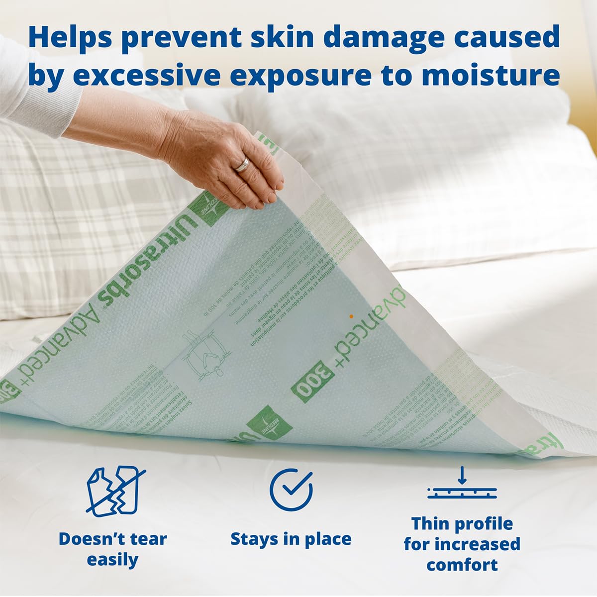 Medline Advanced Plus Ultrasorbs Drypads, 30" x 36", 23” x 36”, 40 Count, Extended Core Disposable Bed Pads, Wider Area Super Absorbent Incontinence Pads, Adult Protective Pads, 300 lb Weight Capacity