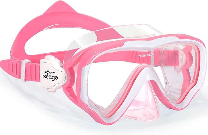 Seago Kids Swim Goggles Snorkel Diving Mask for Youth(5-15), Anti-Fog 180° Clear View