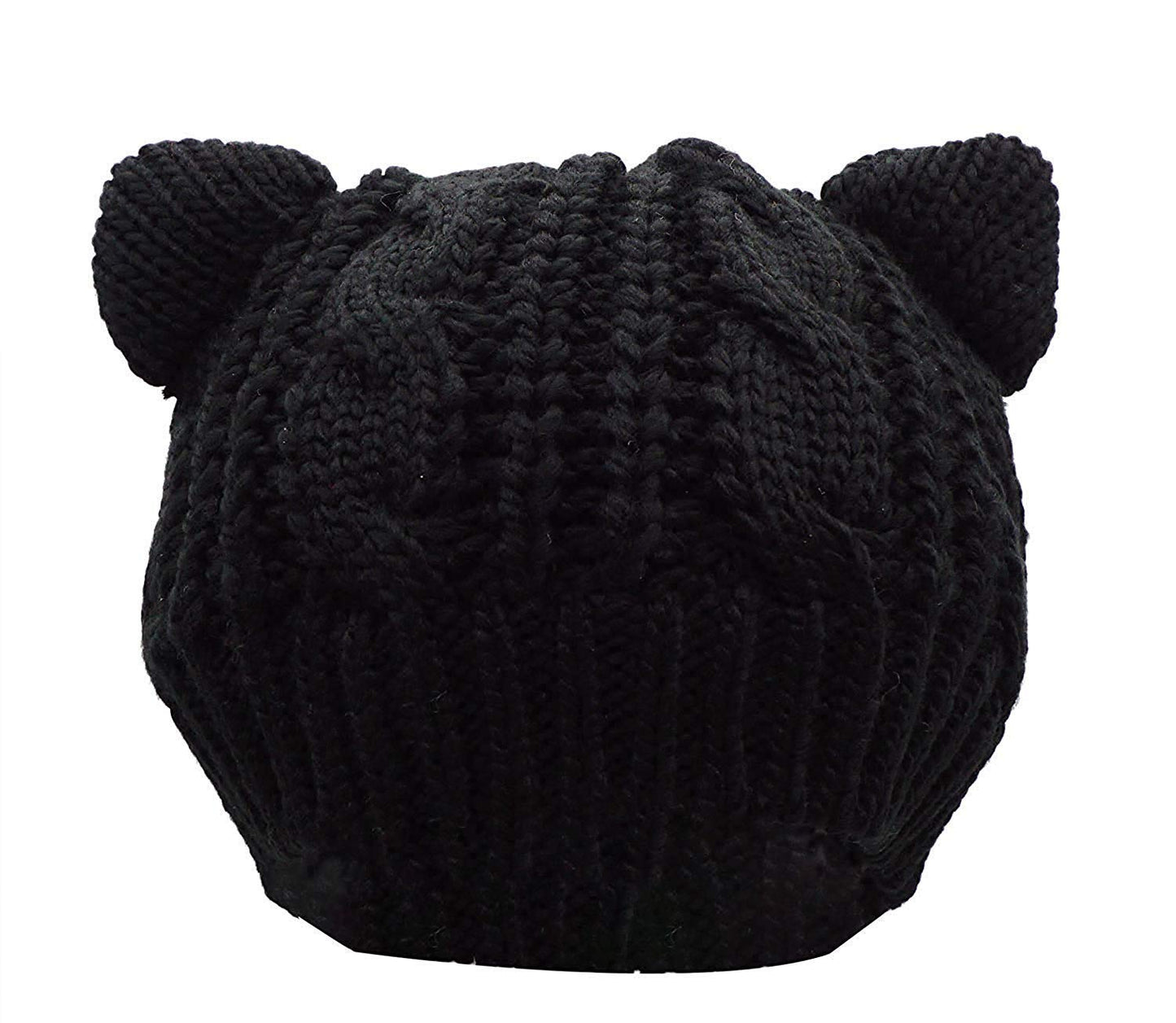 umbresen Cute Woollike Knitted CAT Kitty Ears Women Lady Girl Headgear Crochet Christmas Hats Black