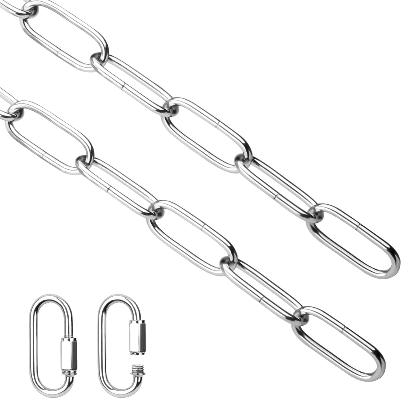 Helunsi Chrome Chandelier Chain - 6Ft Heavy Duty Metal Extension With Lock, Iron Decorative Light Fixture