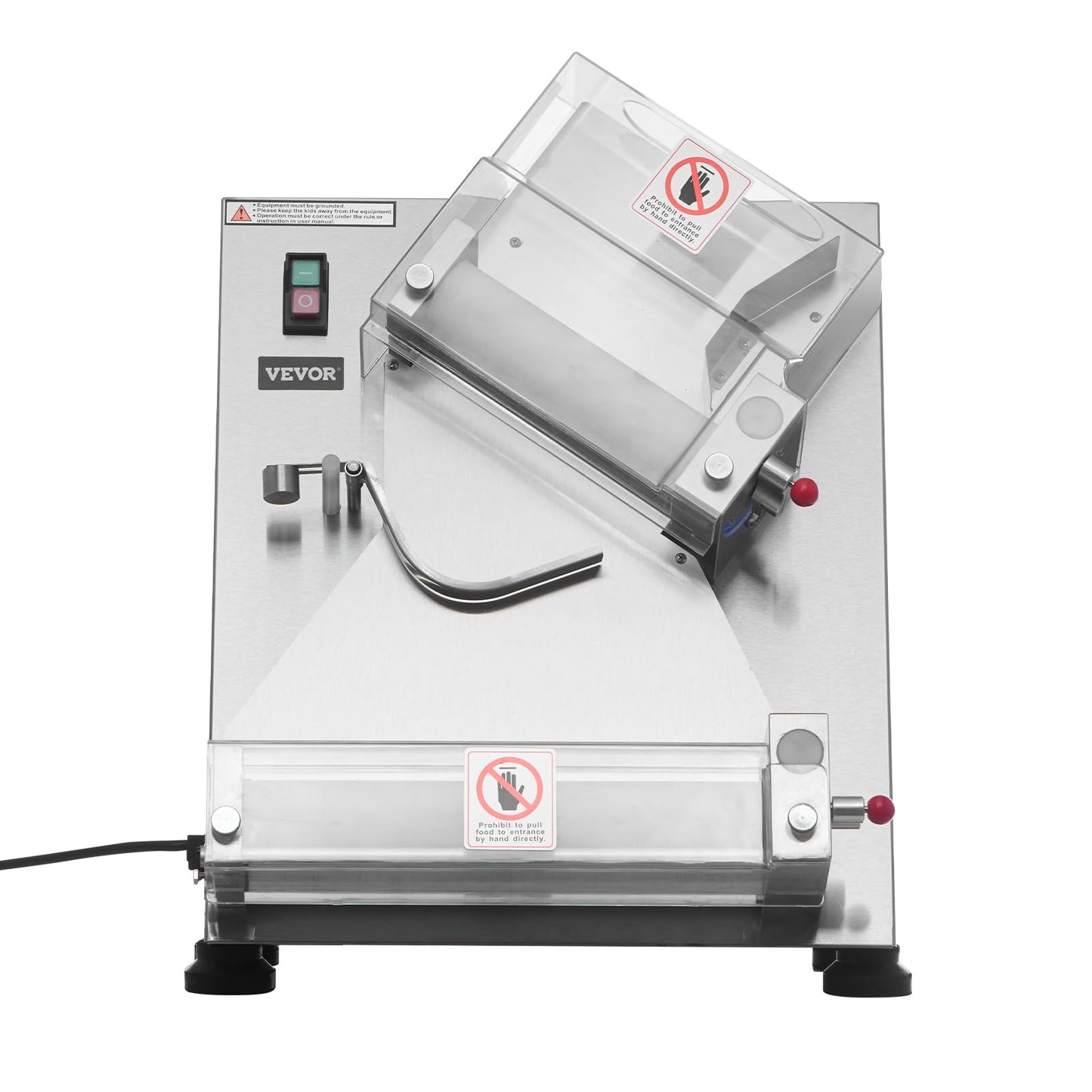 VEVOR Pizza Dough Roller Sheeter, 3-14 Inch Automatic Stainless Steel Pizza Press, Commercial Electric 370W Pasta Maker Machine, 260 pcs Per Hour, Adjustable Thickness, with Dough Press Lid