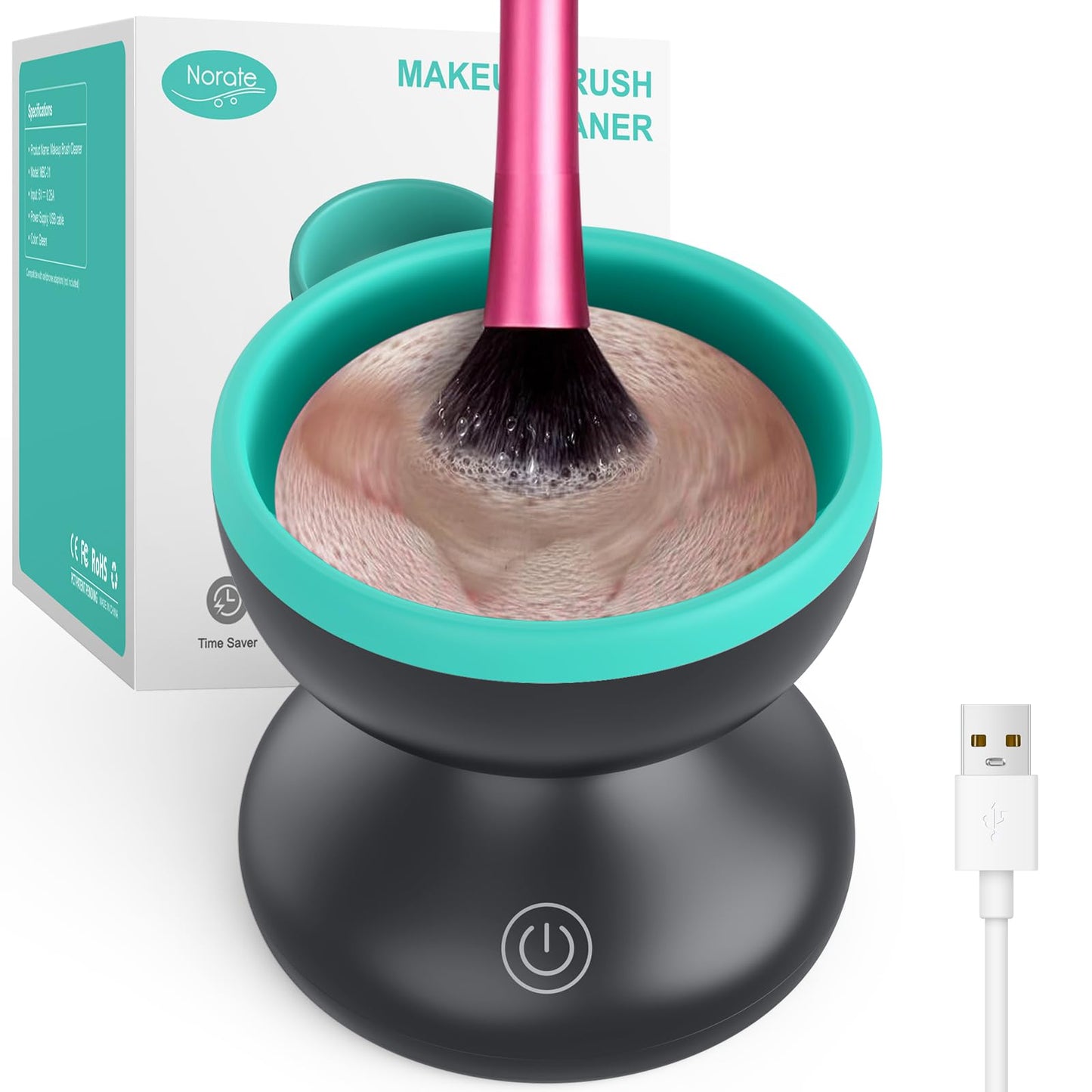 Norate Electric Makeup Brush Cleaner Machine, Automatic Makeup Brush Cleaner for Fast and Deep Cleaning - Portable Brush Cleanin