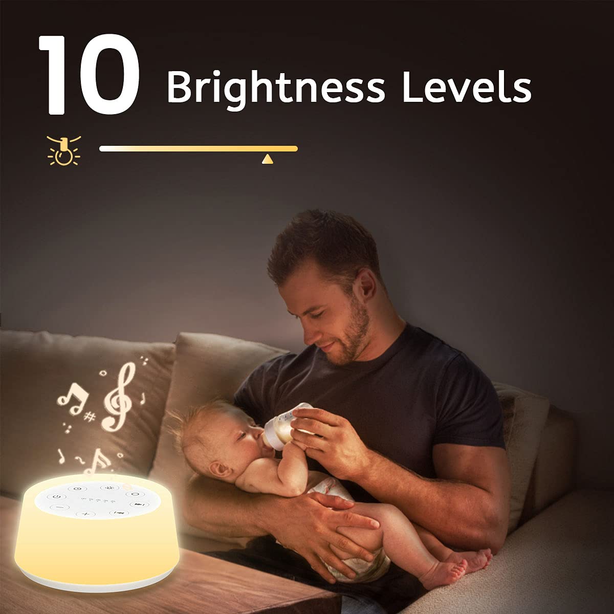 ColorsNoise Sound Machine and White Noise Machine with 30 Soothing Sounds with 12 Colors Baby Night Light with Memory Function (T-White)