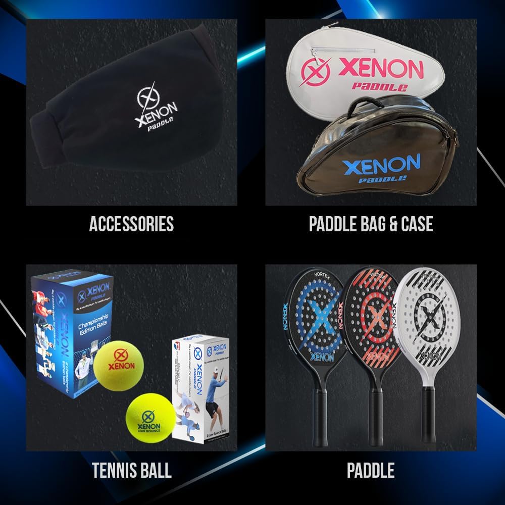 Vector Pro Spin Max Version 2 Platform Tennis Paddle by Xenon Paddle, Oversize Head, Even Balance Point, Medium Firmness Foam Core, Power and Control, 4.25” Grip, Black