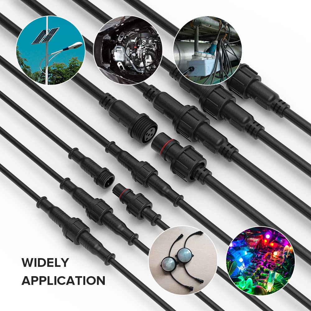 Btf-Lighting 5Pcs 9.84Ft 3Meter 3 Pin 0.32Mm/22Awg Ip65 Extension Cable Wire With Male And Female Connectors At Both Ends For Ws2811 Ws2812B Sk6812 Cct Etc Led Strip 15Mm Nut Small Size