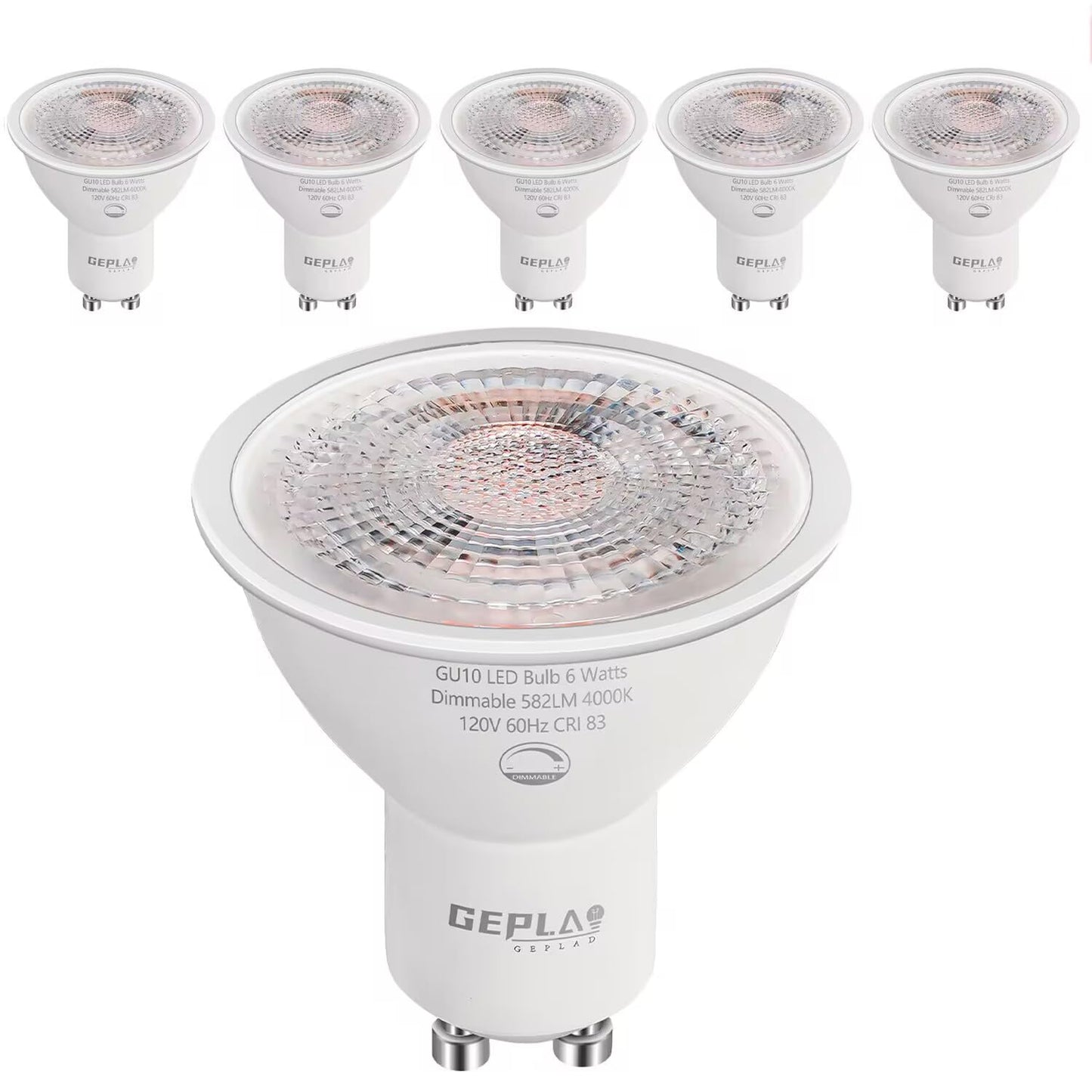 SETEN 6-Pack GU10 LED Bulbs 6W (50W Equivalent), Dimmable 4000K Cool White, 580LM, Perfect for Track & Recessed Lighting, Kitchen, Display Case