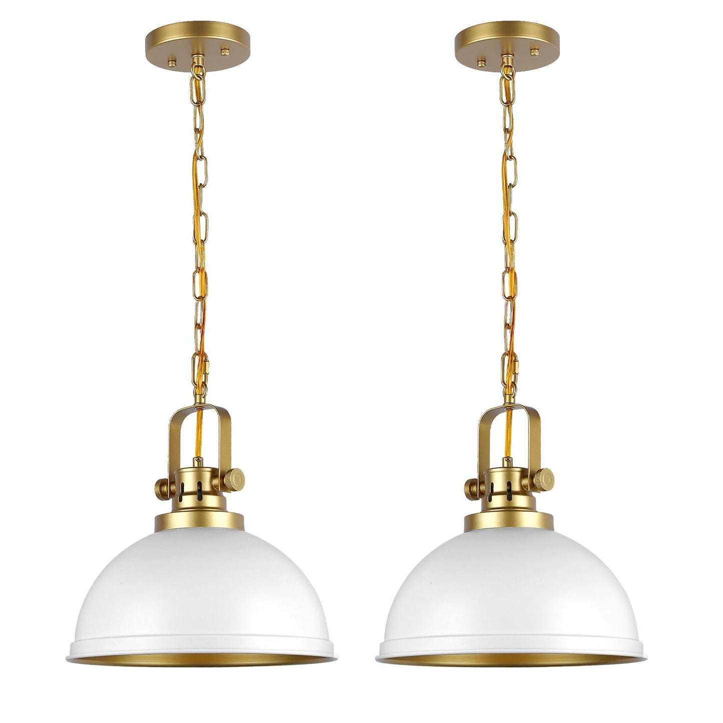 Mgcanyu White And Gold Pendant Lights Kitchen Island 2 Pack  Modern Matte White Dome Pendant Lighting Industrial Light Fixture For Kitchen Living Dining Room Restaurant Hallway Entrance