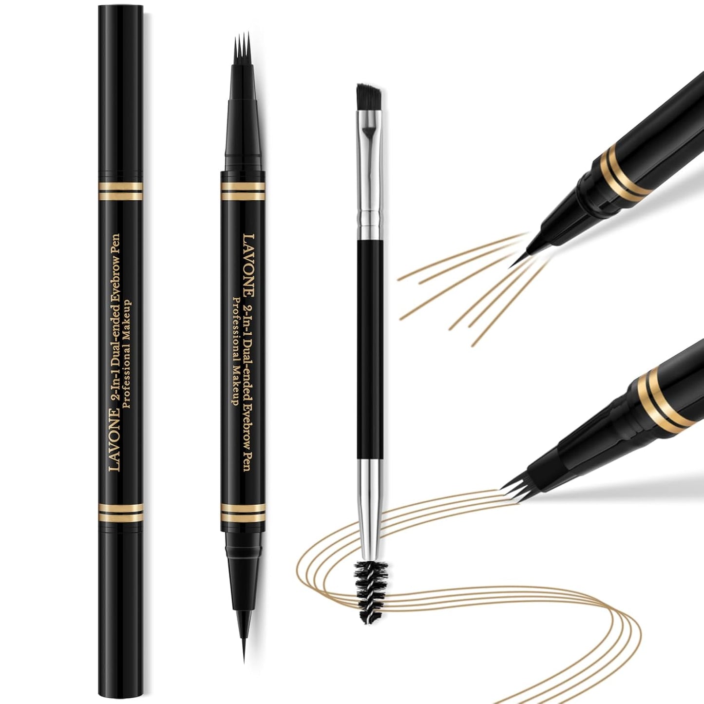 Eyebrow Kit, Waterproof Microblading Pencil, Eyeliner, Pomade, Dual-ended Brush - Dark Blonde