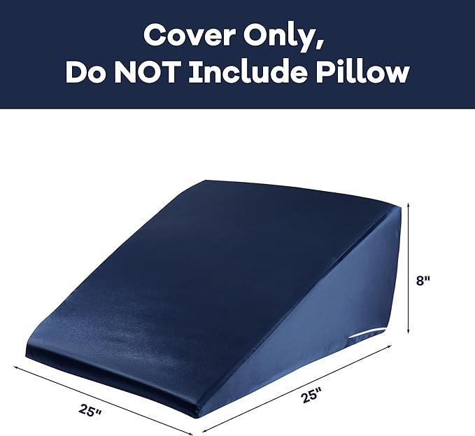 HOMBYS Satin Bed Wedge Pillow Cover Silky & Smooth Wedge Pillowcase 1 Pack 24x24x7.5, Soft & Breathable, Removable & Machine Washable-Zipper Design (Pillow Not Include)