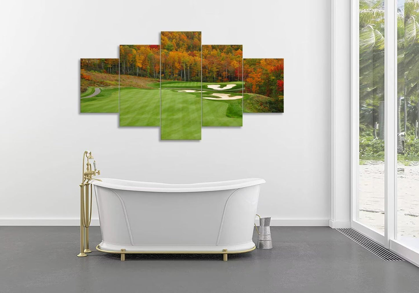 chenchenArt Sequoyah North Carolina Mountains Golf Course Wall Art for Living Room Bedroom Bathroom Home Decorations Golf Course Picture Poster Canvas Prints Framed Ready to Hang(60''W x 32''H)