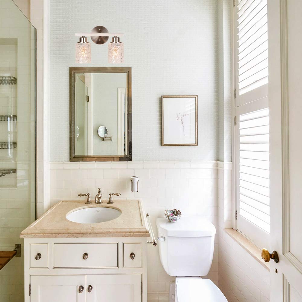ALICE HOUSE 12.2in Vanity Lights, 2 Light Wall Sconce, Brushed Nickel, ETL Listed, Model AL9082-W2
