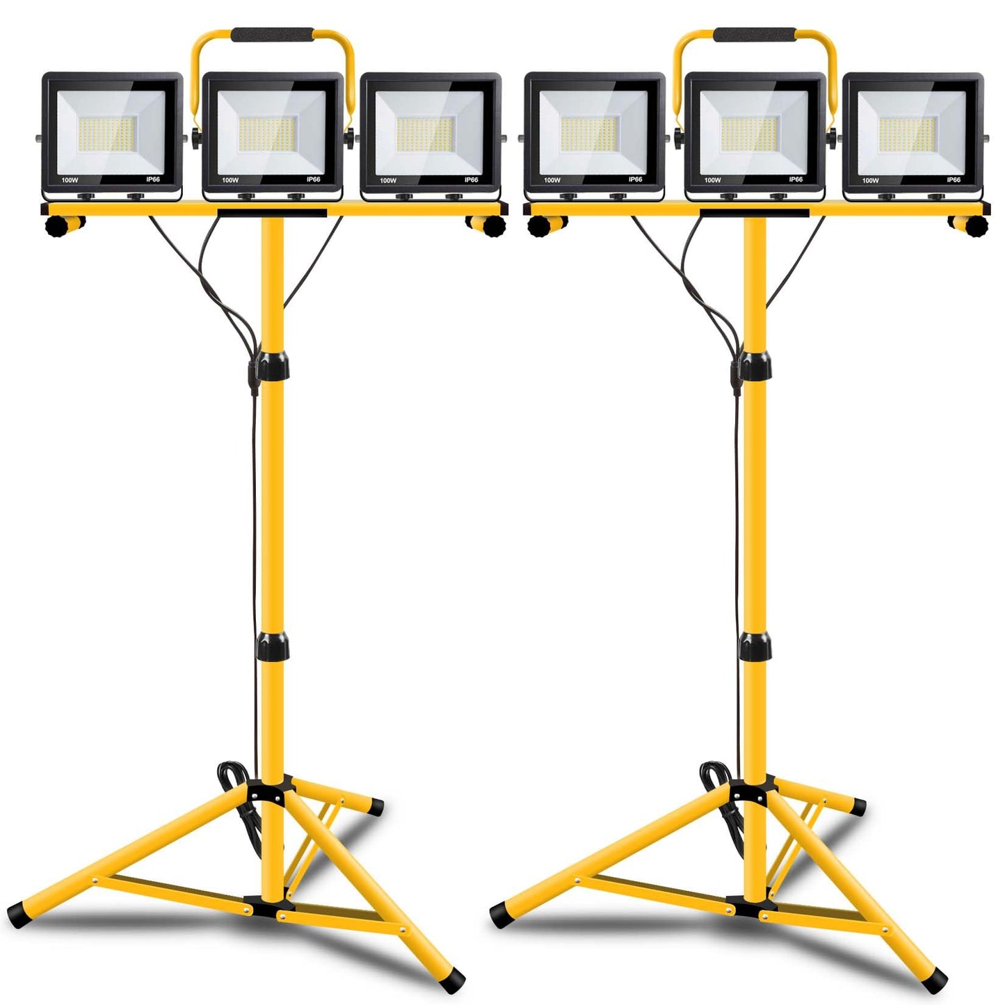 Guwell 21000 Lumen Led Work Light - 3 Adjustable Heads, Aluminum, Waterproof, Yellow-2, Model 23-Wl-08, 2-Pack