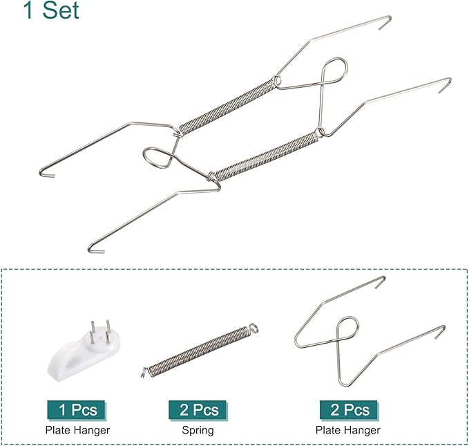 uxcell Plate Hanger, 8 Inch Stainless Steel Invisible Wall Plate Hangers with Wall Decorative Hooks and Tip Protectors for Decorative Plates and Art