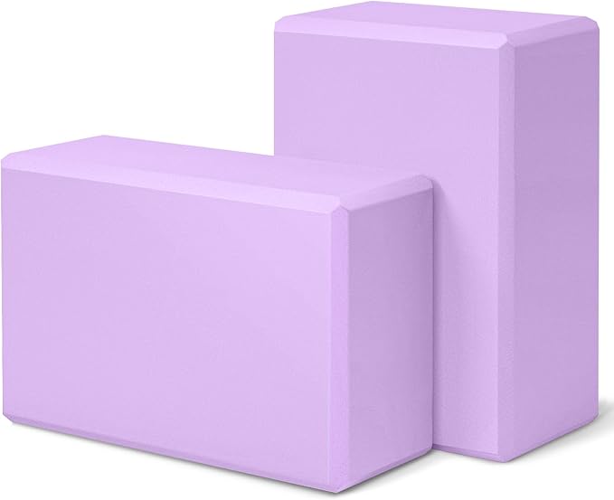Yoga Block 2 Pack 9"x6"x3", Sturdy Yoga Foam Blocks, High Density & Non Slip Surface for Pilates & Stretching, Fitness Acc...