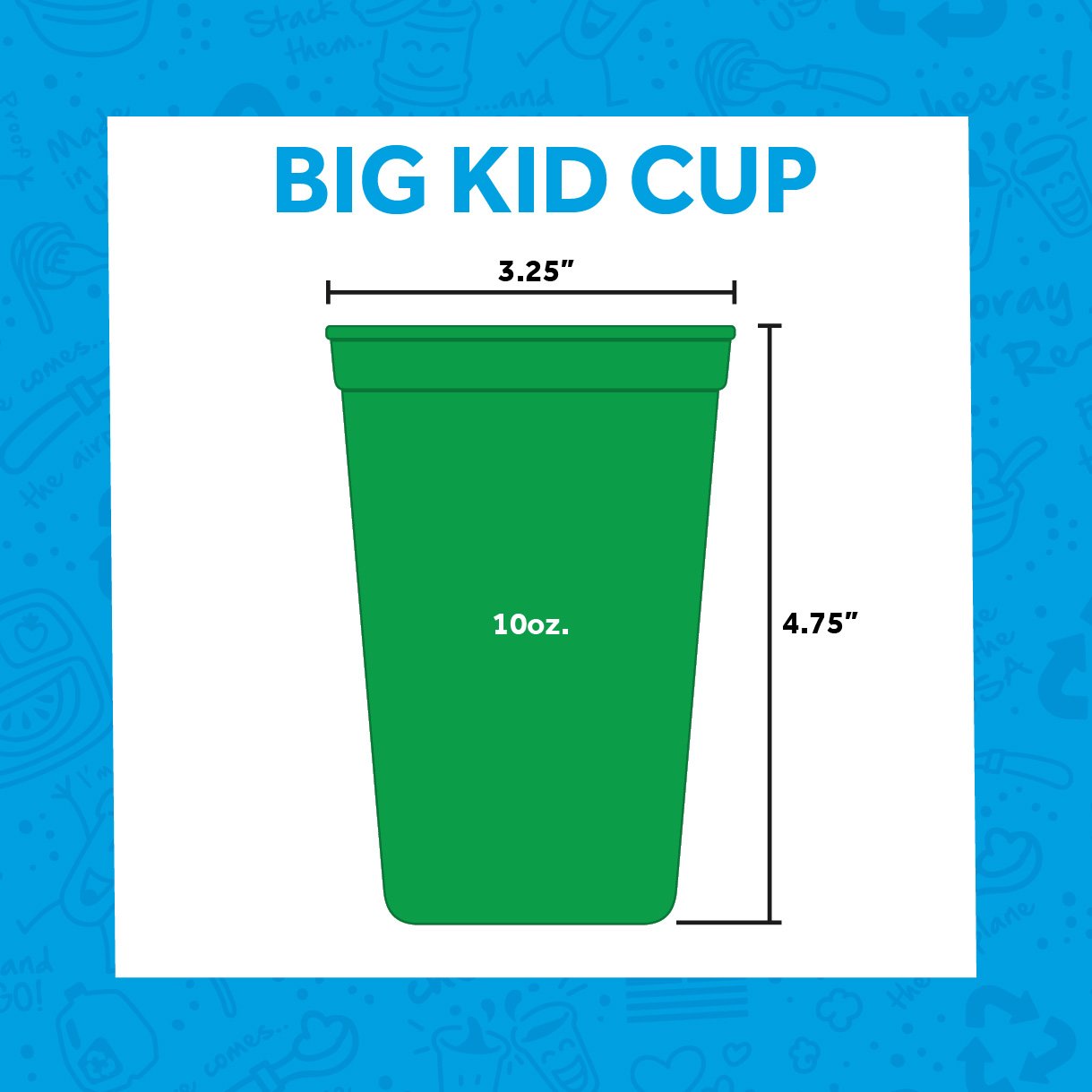 Re-Play Toddlers Open Cups - 10 Oz. Reusable and Stackable Kids Open Cups, Dishwasher/Microwave Safe - Made in USA - Set of 4-4.75" x 3.25" - Space