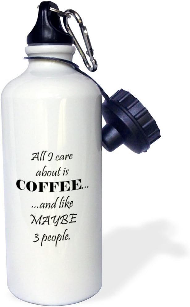 3dRose care about is coffee, and maybe 3 people-Sports Water Bottle, 21oz , Multicolored