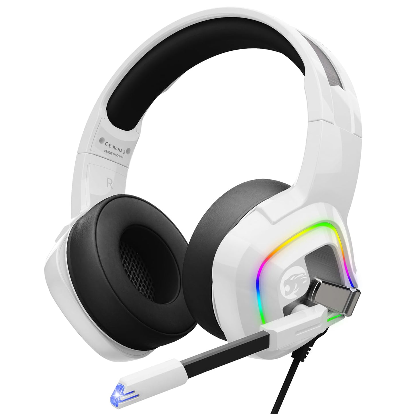 Ziumier White Gaming Headset For Pc, Ps4, Ps5, Xbox One, Xbox Series S/X, Switch, Noise Canceling Microphone, Stereo Surround So