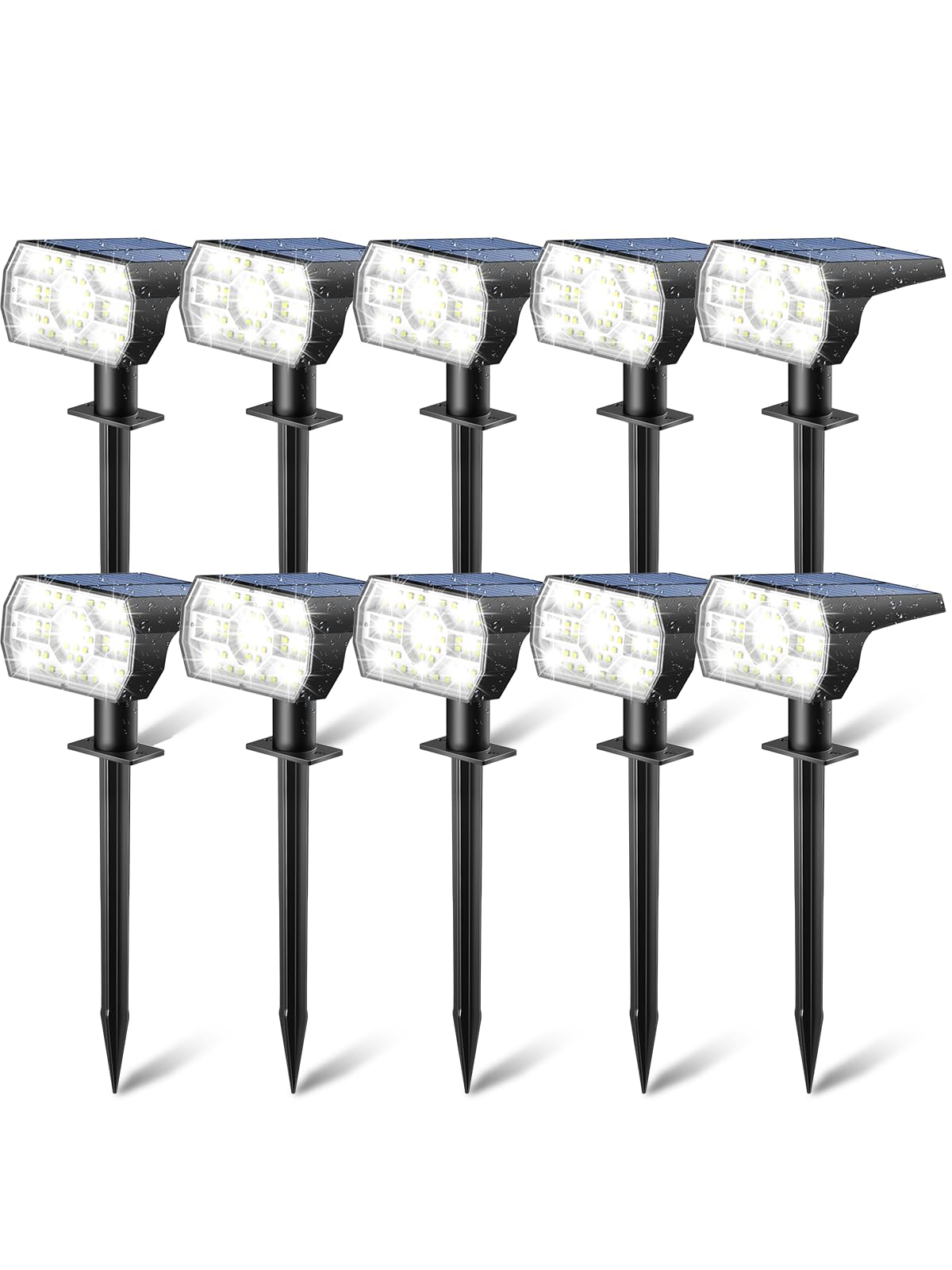Kaxiida Solar Lights Outdoor Waterproof IP68, 56LED Spot Lights, 10 Pack, White, Model CPD-23