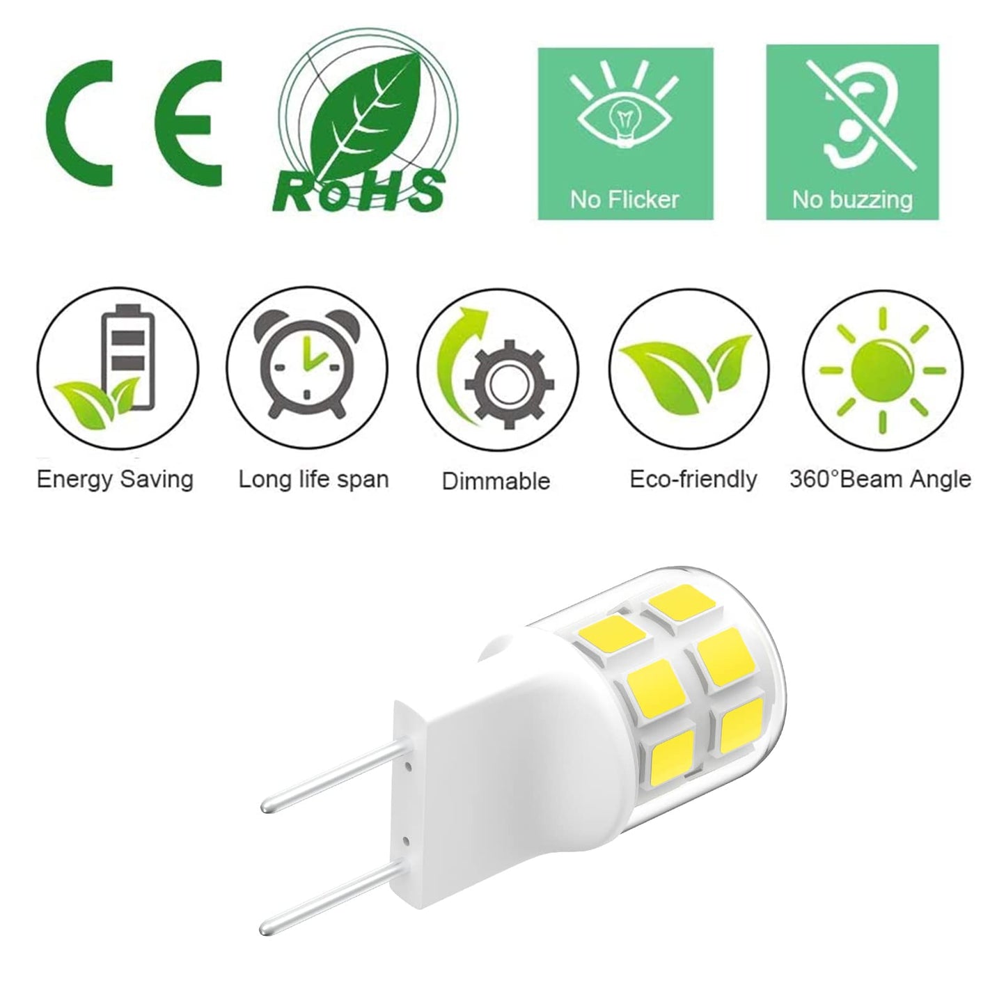 Taiyaloo Dimmable G8 Led Light Bulbs, 20W-25W Halogen Replacement, Natural White 4000K, 10 Pack, T4 Jcd Type