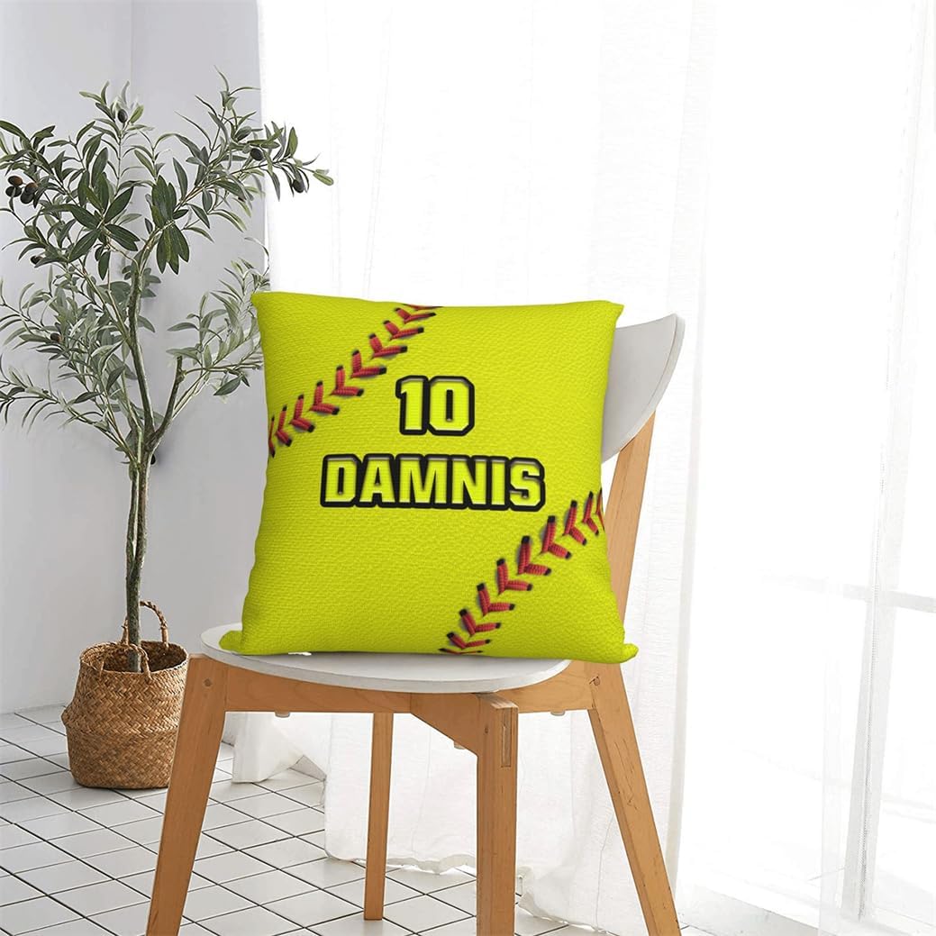 Personalized Name Sport Enthusiast Pillowcase Custom Ball Sport Themed Baseball Throw Pillowcase Customized Sports Themed Funny Throw Pillow Cover Baseball Lovers Home Decor Gift for Sofa Bedding