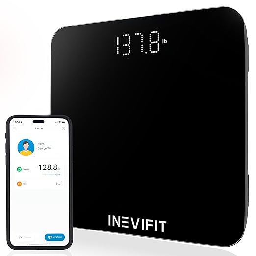 INEVIFIT Smart Bathroom Scale, Highly Accurate Bluetooth Digital Bathroom Body Weight Scale, Precisely Measures Weight & B...