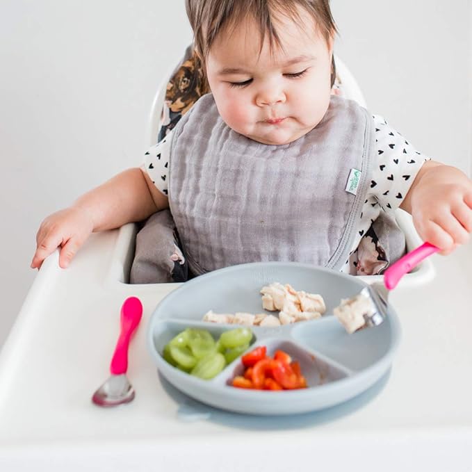 green sprouts Absorbent Organic Cotton Muslin Bibs, 0-12mo Hypoallergenic, STANDARD 100 by OEKO-TEX Certified, Tested for Hormones