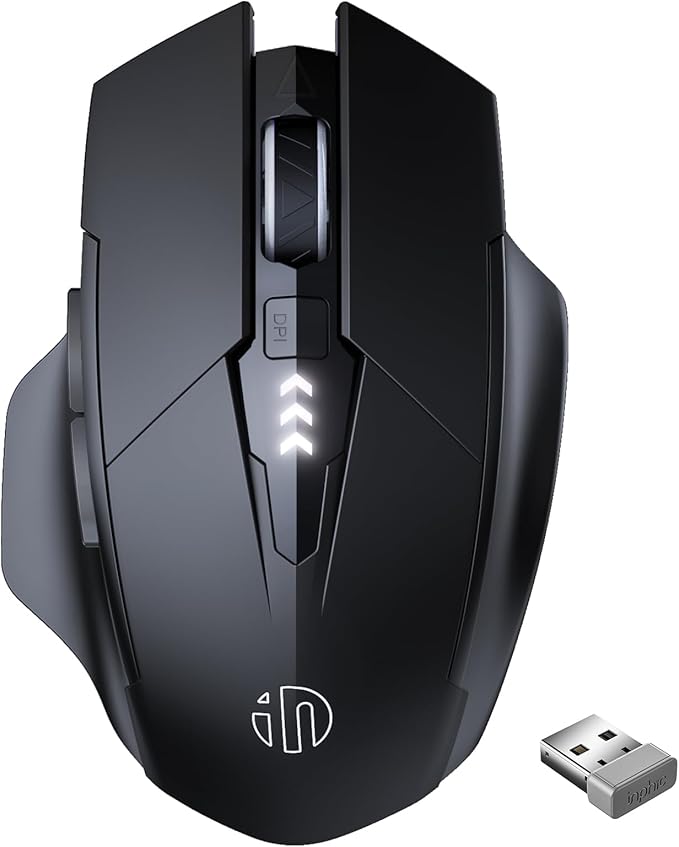 INPHIC Wireless Mouse for Laptop Rechargeable, Upgraded Visible Battery, 2400 DPI, Silent Ergonomic Computer Mice, Mac, PC etc.