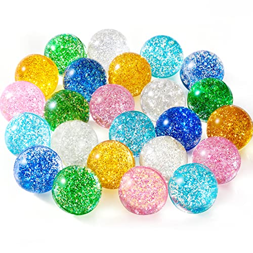 Ayfjovs 24PCS Glitter Bouncy Balls for Kids Party Favors, 32mm 6 Colors Rubber Bounce Balls Bulk, Easter Bag Filling, East...