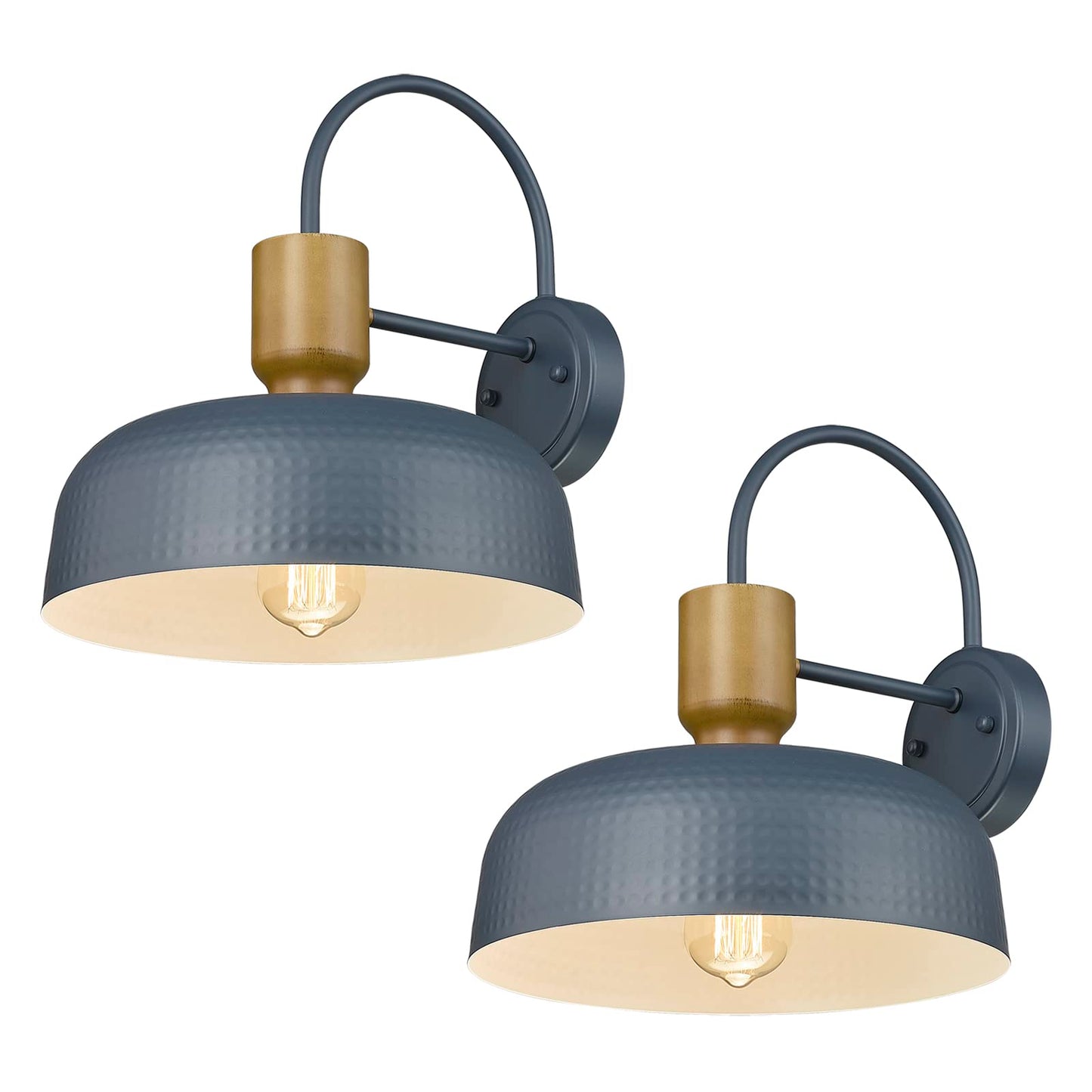 Darkaway Modern Barn Light Fixtures Wall Lamps Sconces With Hammered Metal Shade  Blue Lighting For Outdoor Indoor Patio Porch Lights  2 Pack