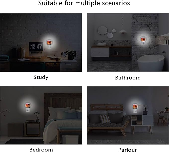 Aslsiy Night Light for Kids Palm Tree Beach Sunset (4) Plug in Wall Lamp LED Dusk to Dawn Sensor Energy Saving Nightlight for Boys Girls Men Women